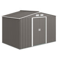 9x6 Galvanized Steel Ventilated Garden Storage Shed with Double Doors, Foundation Kit, Grey