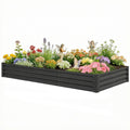 8 x 4 x 1ft Galvanized Raised Garden Bed, Reinforced Outdoor Planter Box with Open Bottom, Dark Grey