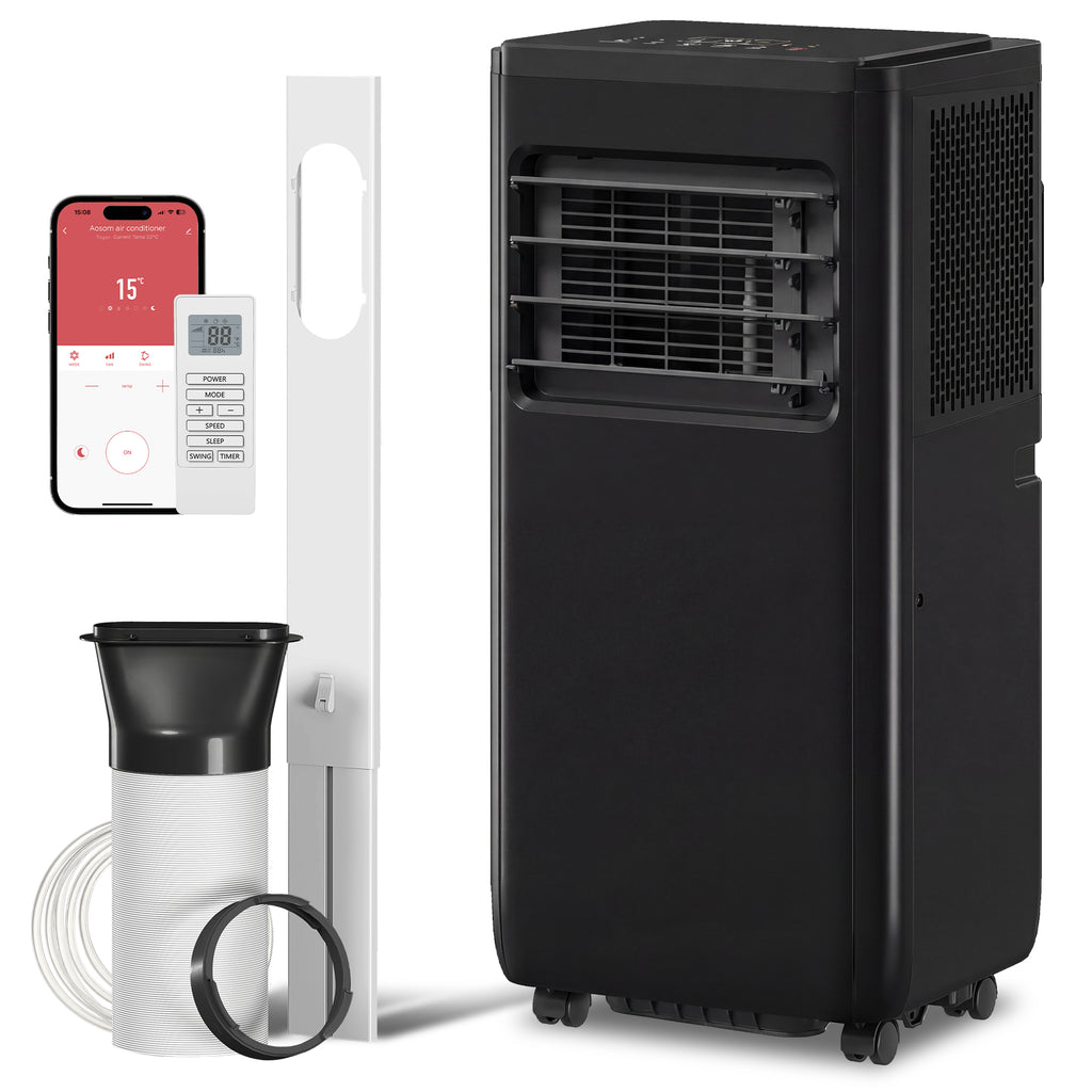 10000 BTU Portable 4-in-1 Air Conditioner with Cool, Dehumidifier, Fan, Sleep, WiFi Voice Remote Control, Black