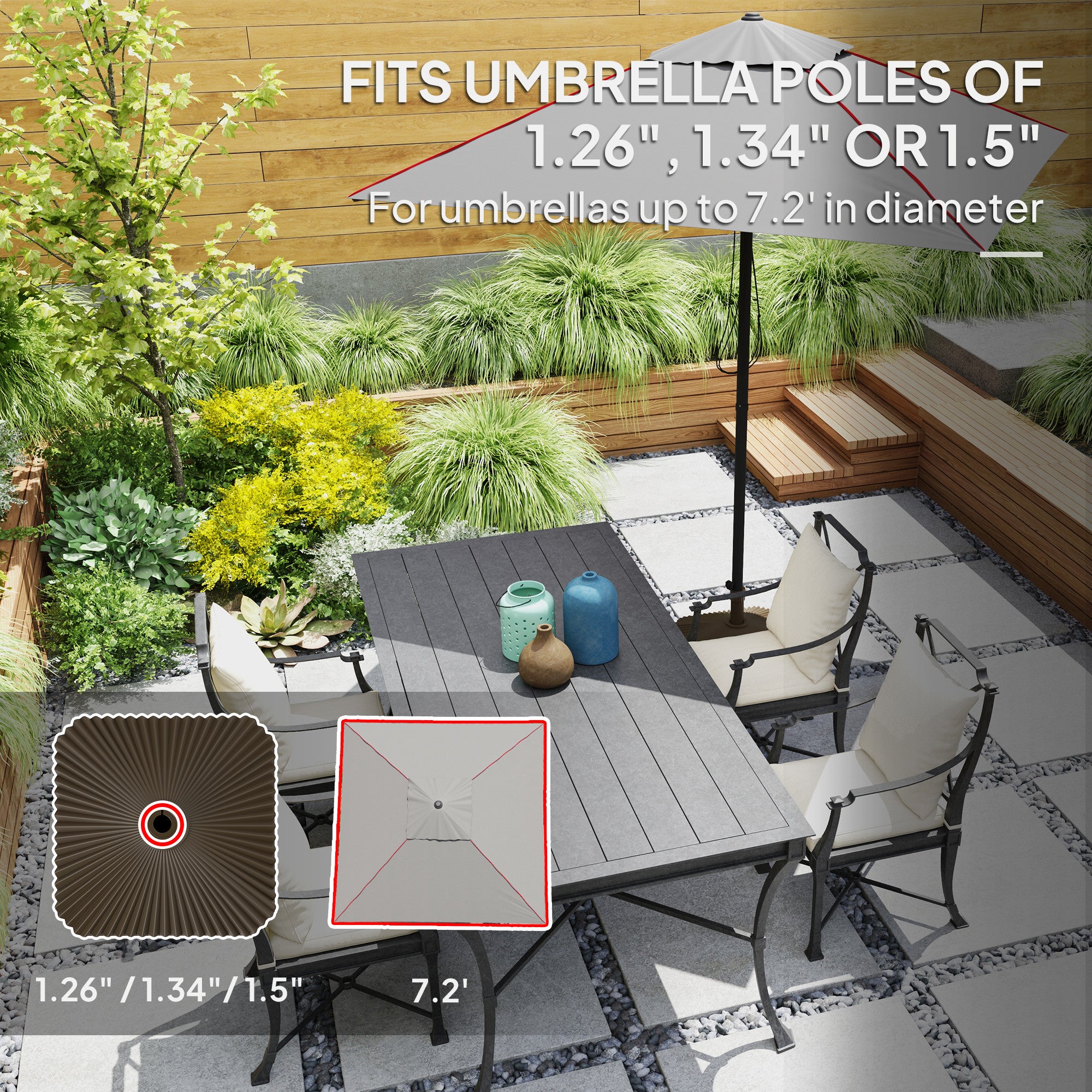 Patio Umbrella Base Umbrella Stand, Heavy Duty Outdoor Umbrella Stand Base 17.7" L x 17.7" W x 11.8" H Brown