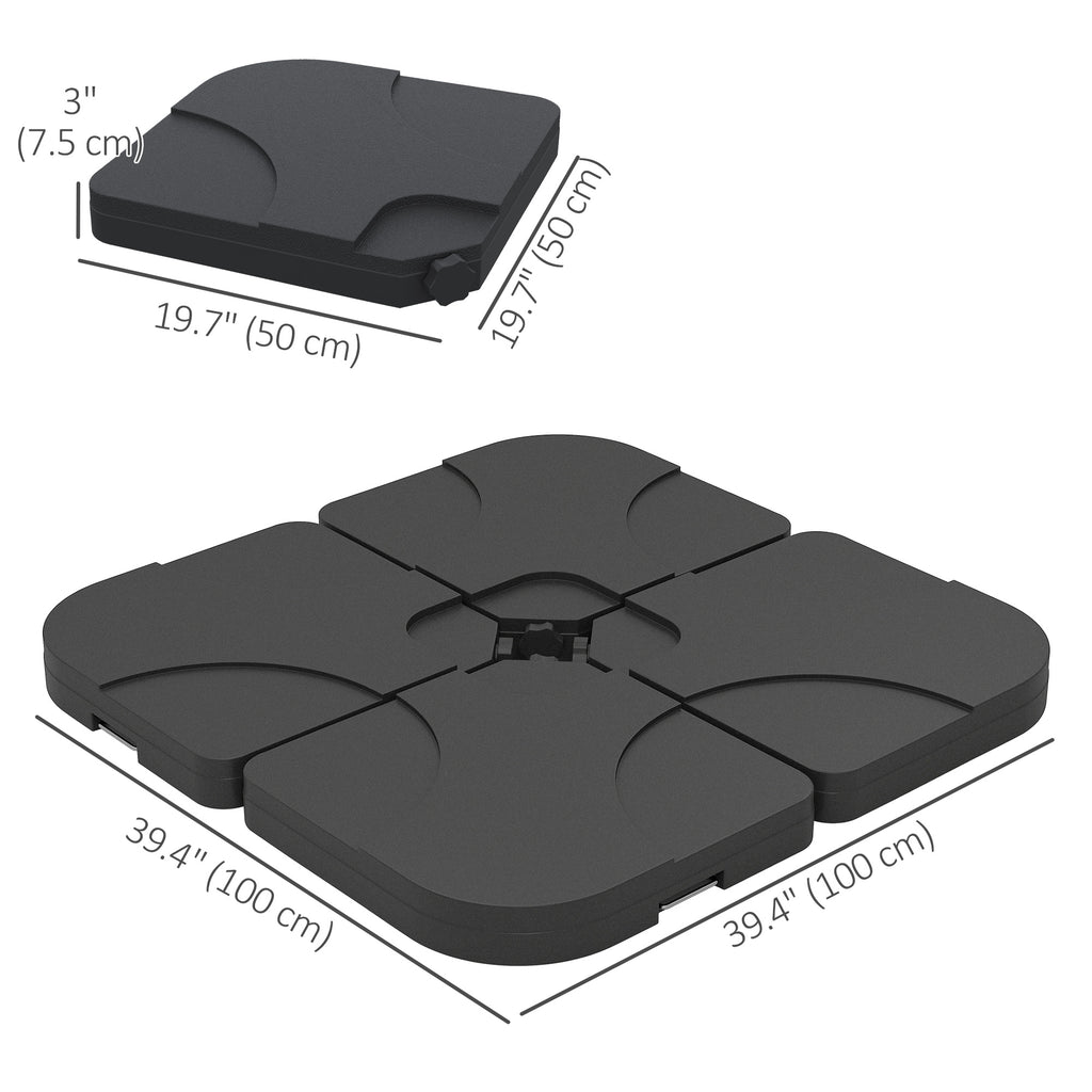 4pc Portable Umbrella Base Weights Garden Parasol Base Outdoor Patio Umbrella Stand Holder Weights, Black