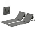 Set of 2 Foldable Lounge Chairs with Carry Strap, Adjustable Backrest, Grey