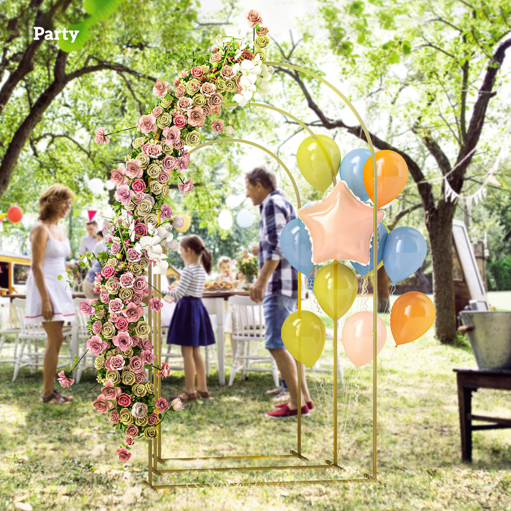 Wedding Arch, 7/6.5/6 ft Metal Balloon Arch Backdrop Stand Set of 3 for Birthday Party, Bridal Shower, Graduation, Ceremony, Banquet Decorations, Gold
