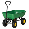 Garden Dump Cart Heavy Duty 440lbs Wagon with Steel Frame and 10'' Pneumatic Tires, Green