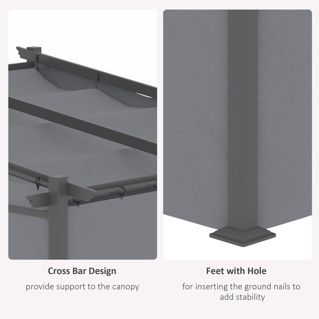 Metal Pergola with Sliding Roof Canopy, Retractable Pergola Canopy, 10' x 10', Dark Grey