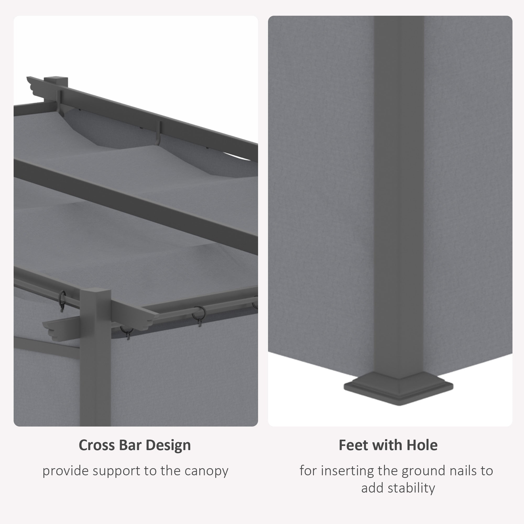 Metal Pergola with Sliding Roof Canopy, Retractable Pergola Canopy, 10' x 10', Dark Grey