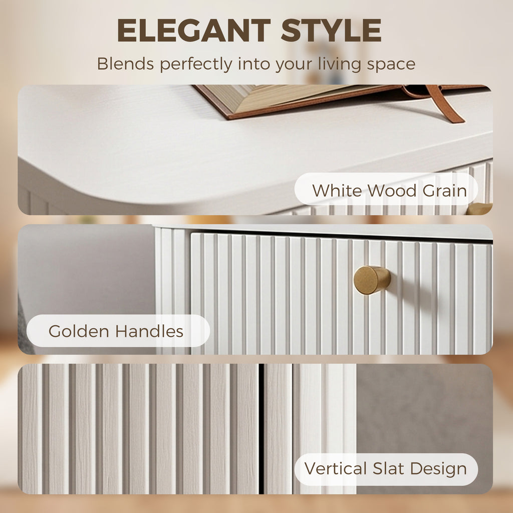 Modern Nightstand Set of 2, Bedside Table with 2 Drawers, Side End Table for Bedroom, Living Room, White Wood Grain