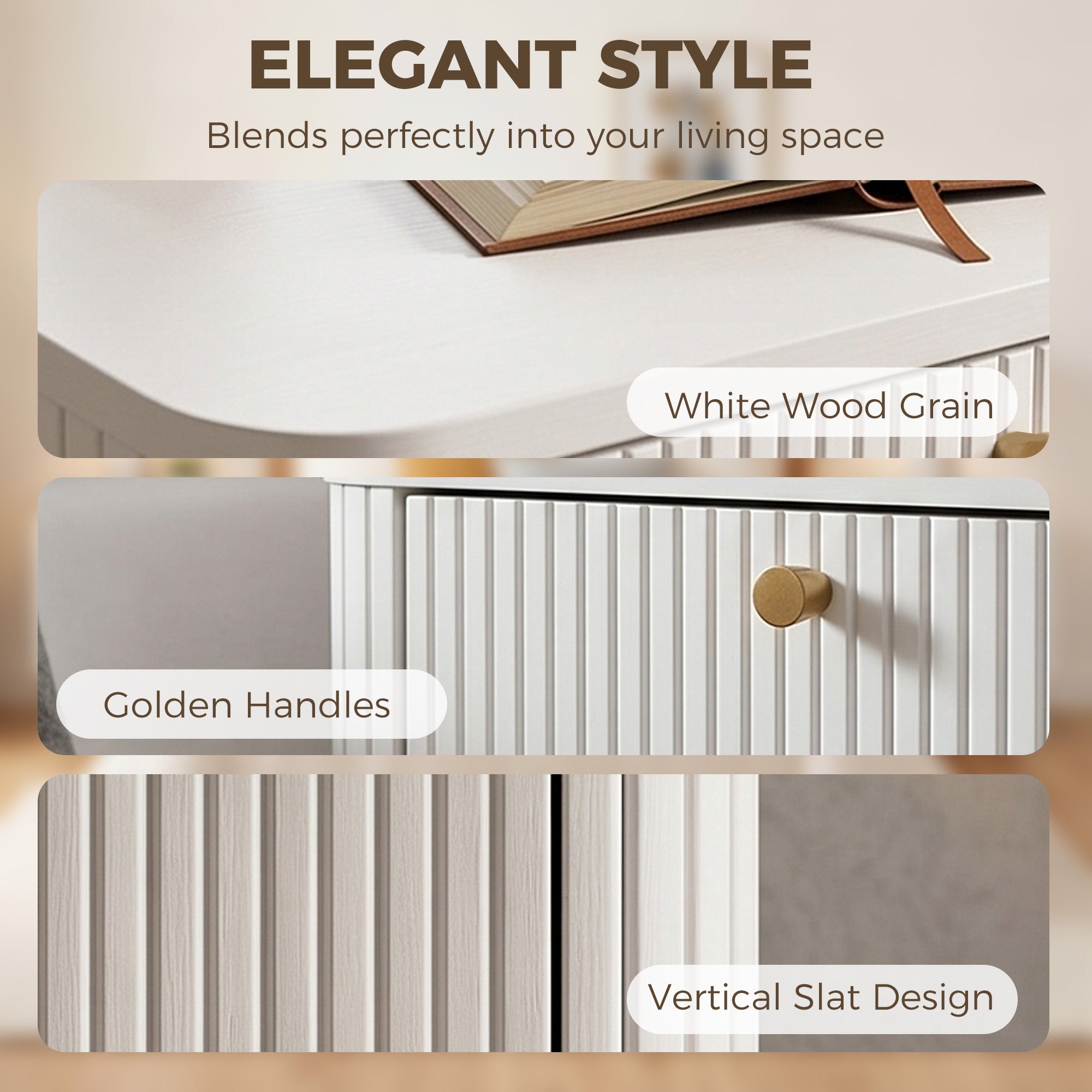 Modern Nightstand Set of 2, Bedside Table with 2 Drawers, Side End Table for Bedroom, Living Room, White Wood Grain