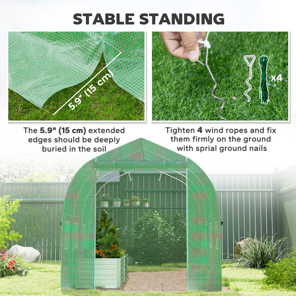 6.6' x 11' x 7' Portable Walk-In Tunnel Greenhouse, Garden Plant Growing Warm House, Outdoor Seed Flower Vegetable Growth Tent, Green