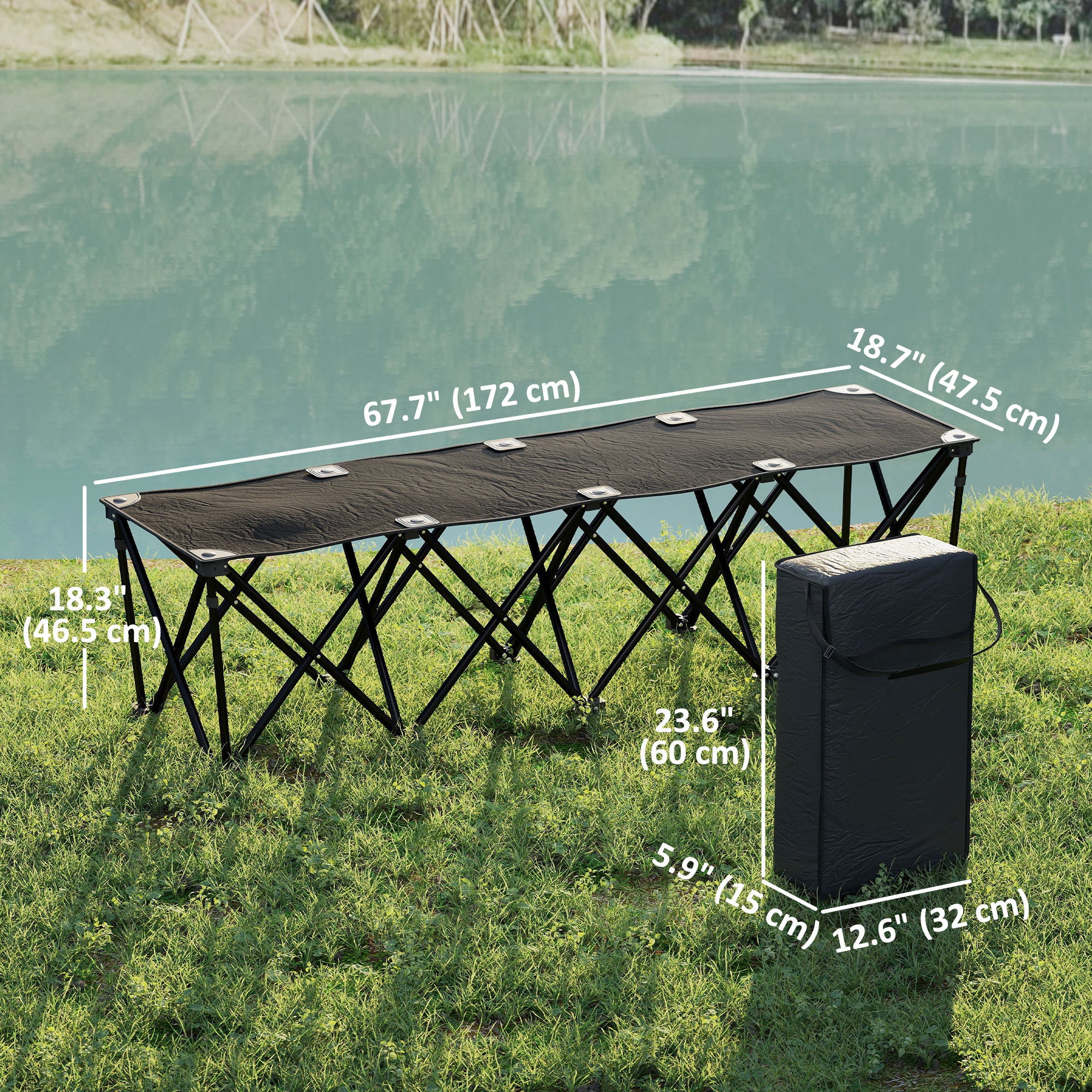 Portable 4-Seater Folding Camping Chair, Team Bench Chair with Carry Bag for Soccer Football Team, No Assembly