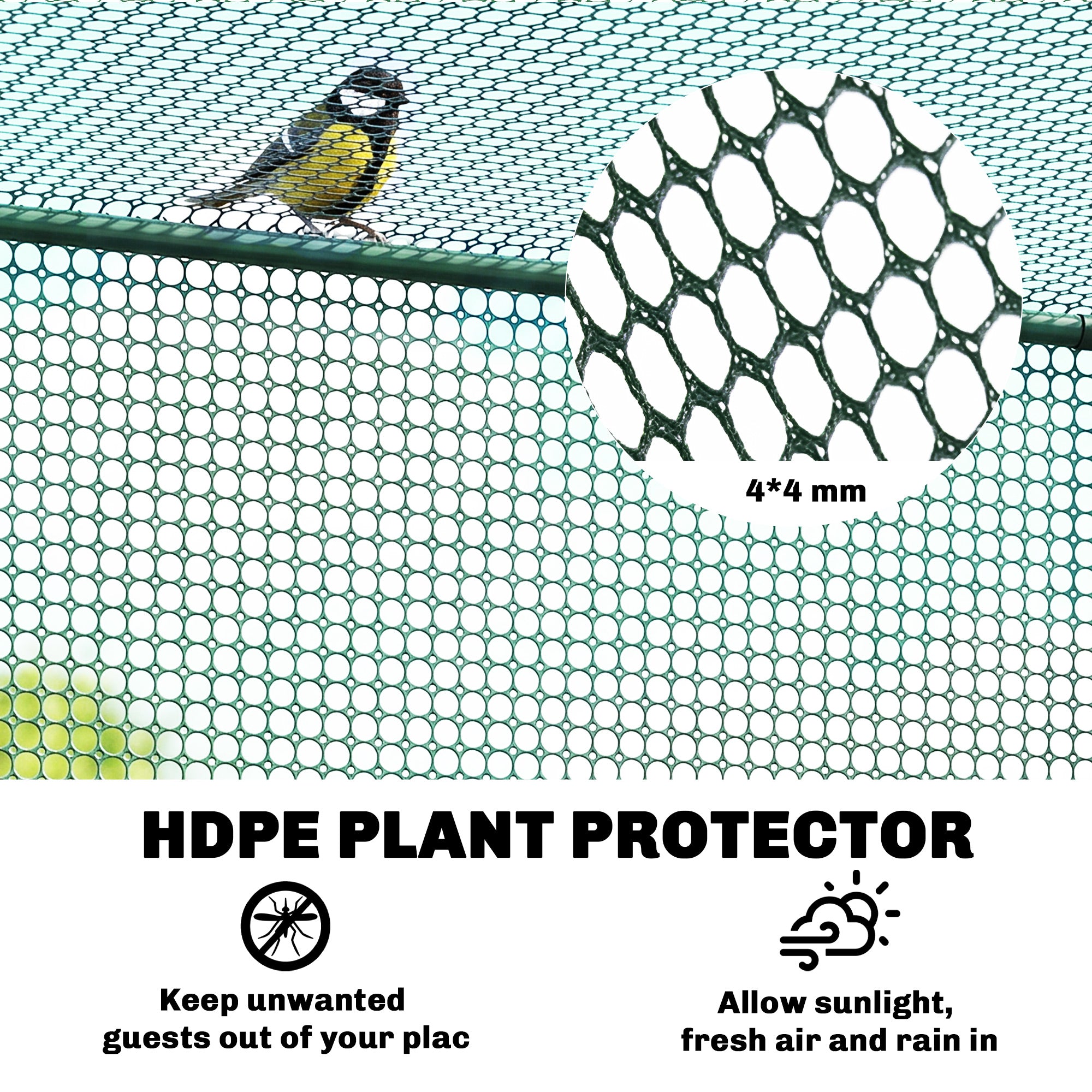 6.5 x 3.3ft Crop Cage, Garden Plant Protector with Single Zippered Door, Storage Bag and Ground Stakes, Green