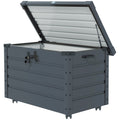 78 Gallon Garden Storage Box, Waterproof Outdoor Storage Container with Wheels and Handles, Dark Grey