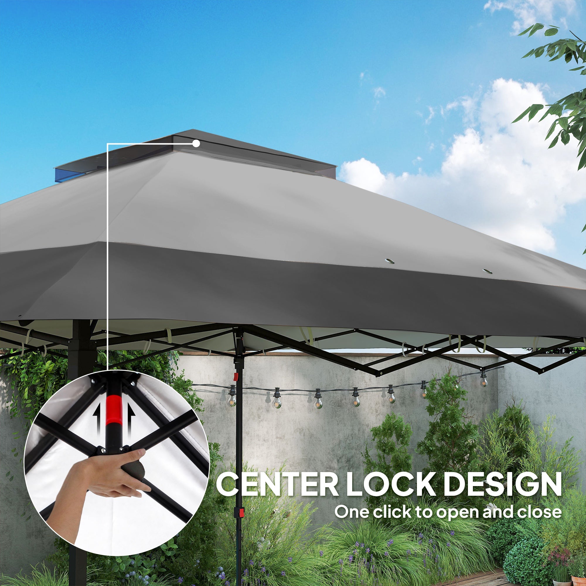 12' x 12' Foldable Pop-up Party Tent Instant Canopy Sun Shade Gazebo Shelter with Steel Frame, Dark Grey