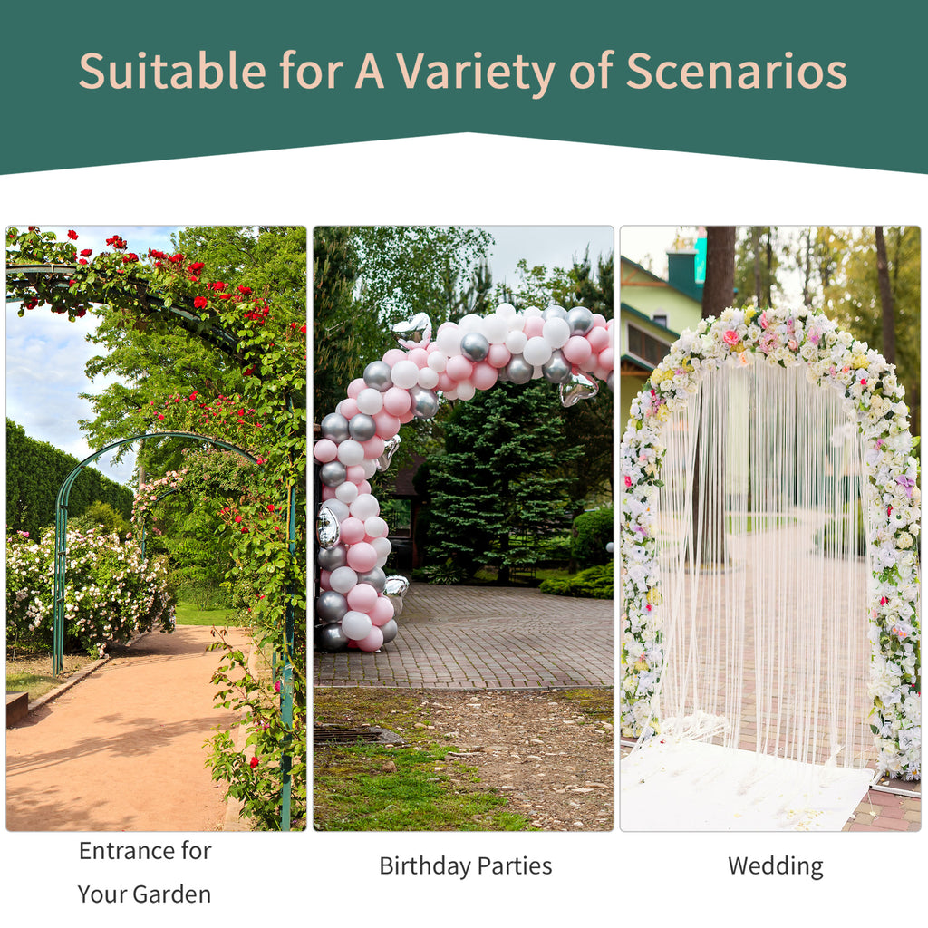 7.5ft Garden Metal Arch Outdoor Walkway Arbor for Decorative Climbing Vine Plants Party Wedding Ceremony Decoration Accessories Black