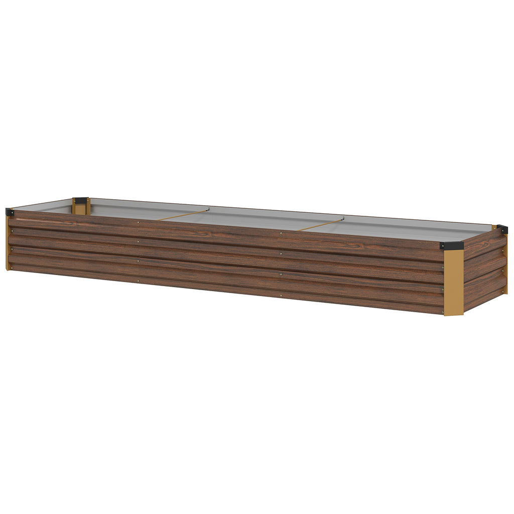 8'x2'x1' Galvanized Raised Bed, Large Elevated Planter Box for Growing Flowers, Herbs and Vegetables, Dark Brown