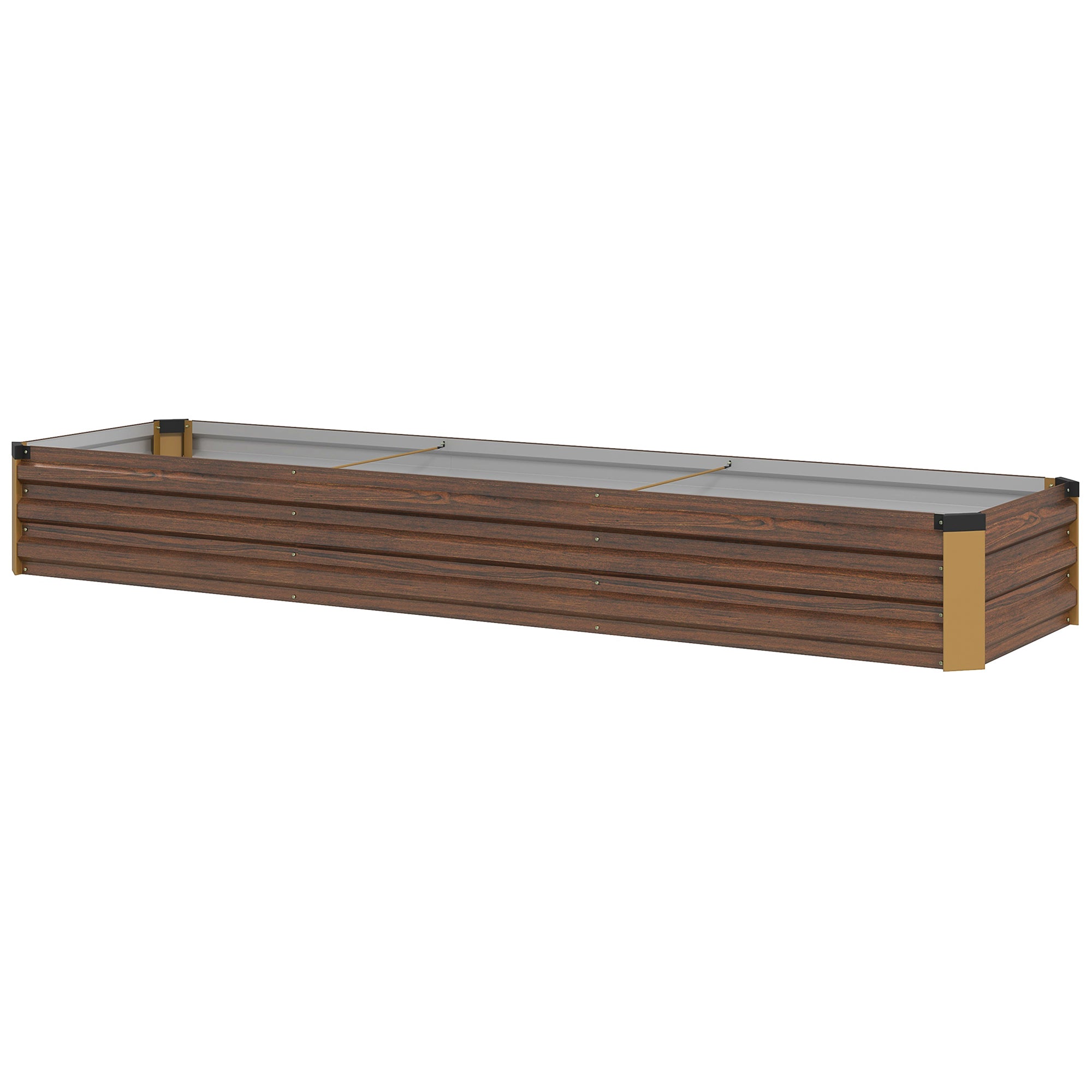 8'x2'x1' Galvanized Raised Bed, Large Elevated Planter Box for Growing Flowers, Herbs and Vegetables, Dark Brown