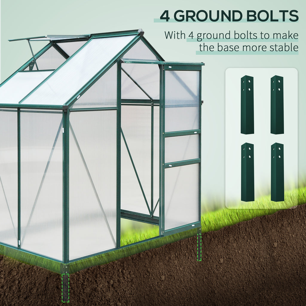 Small Greenhouse with Galvanized Base and Slide Door, 6.2x4.3 Walk-In Polycarbonate Greenhouse, Clear