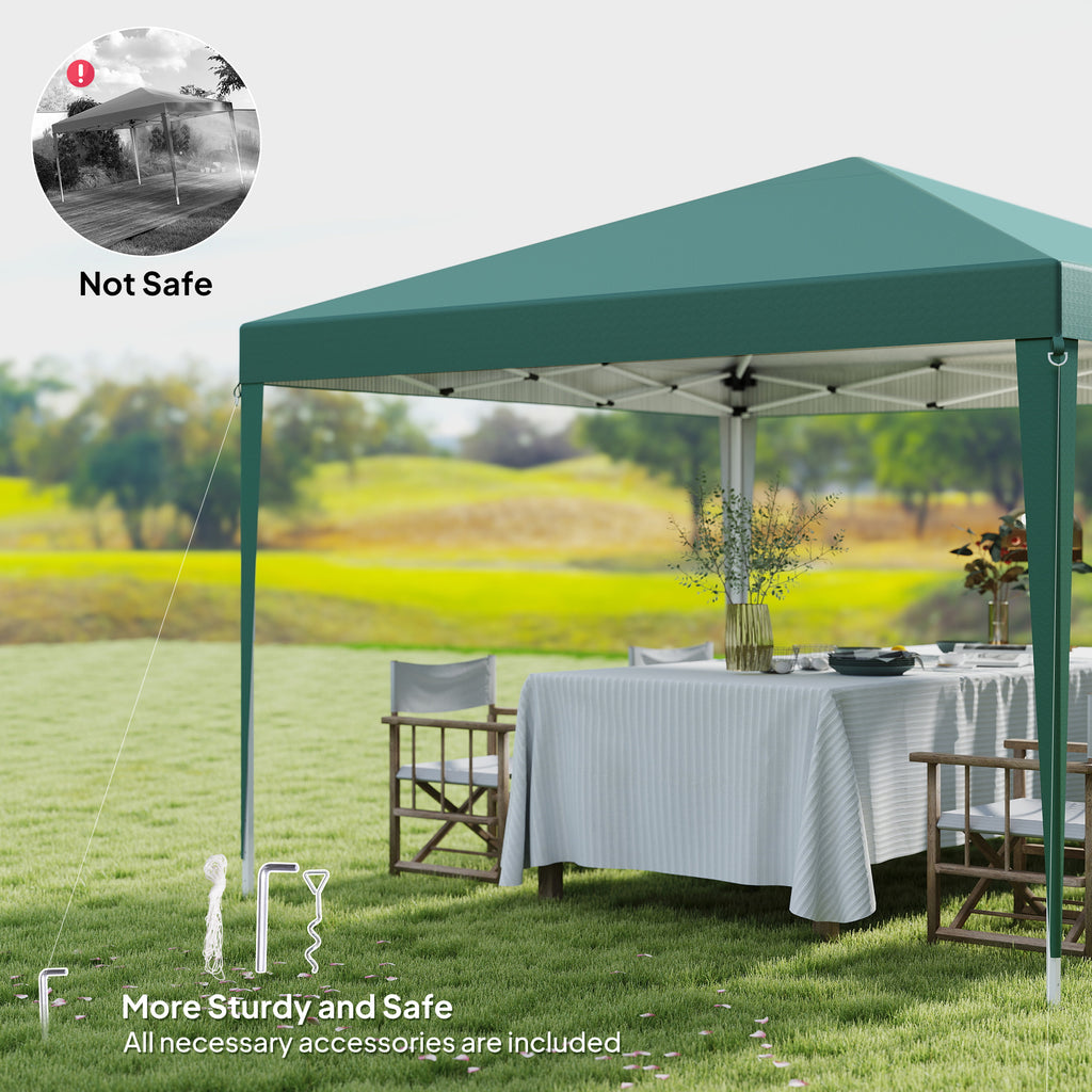 10 x 10ft Folding Pop Up Tent Outdoor Gazebo Canopy with Carrying Bag, Dark Green