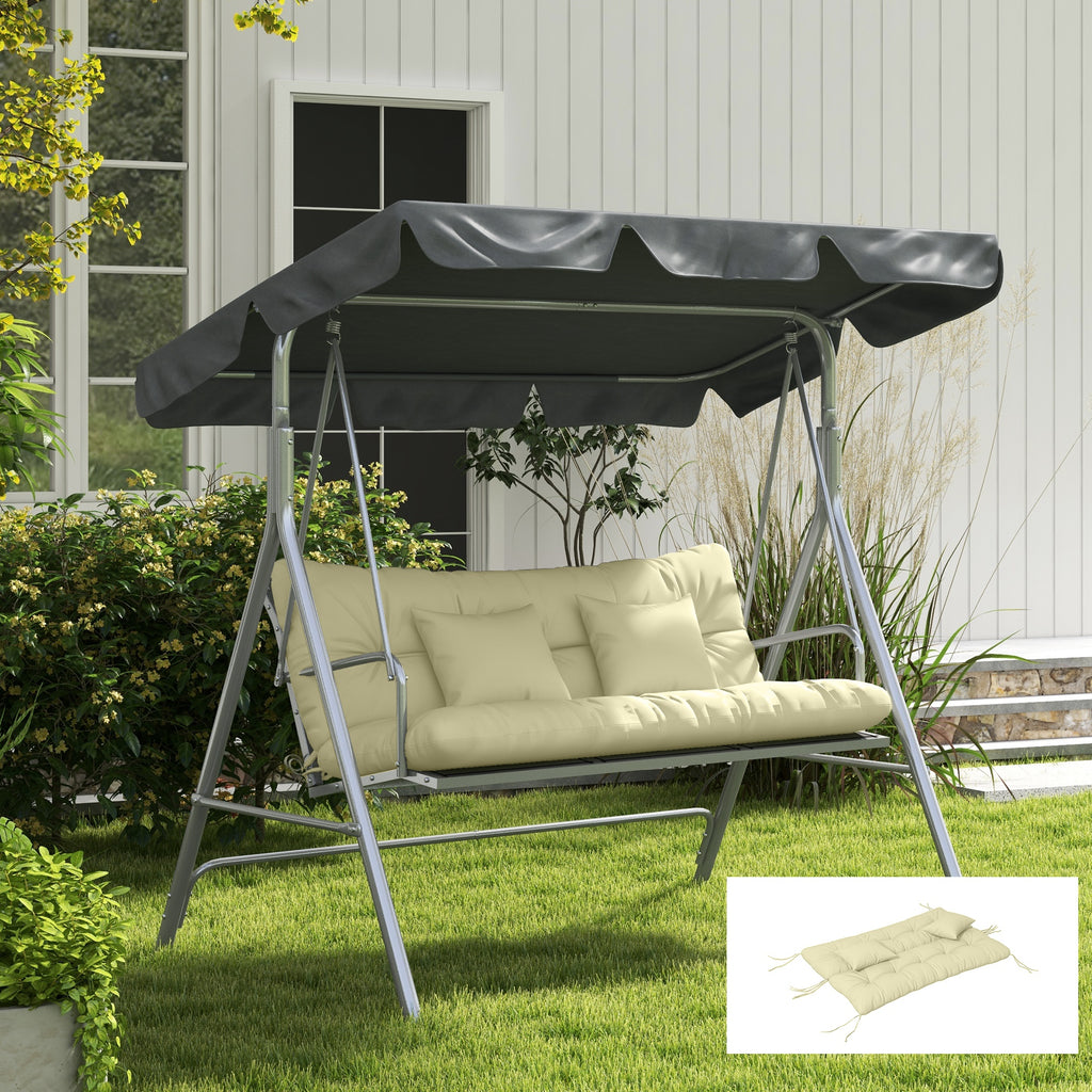4-Piece Back and Seat Cushion Pillows Replacement and Pillows, Patio Chair Cushions Set with Ties, Cream White