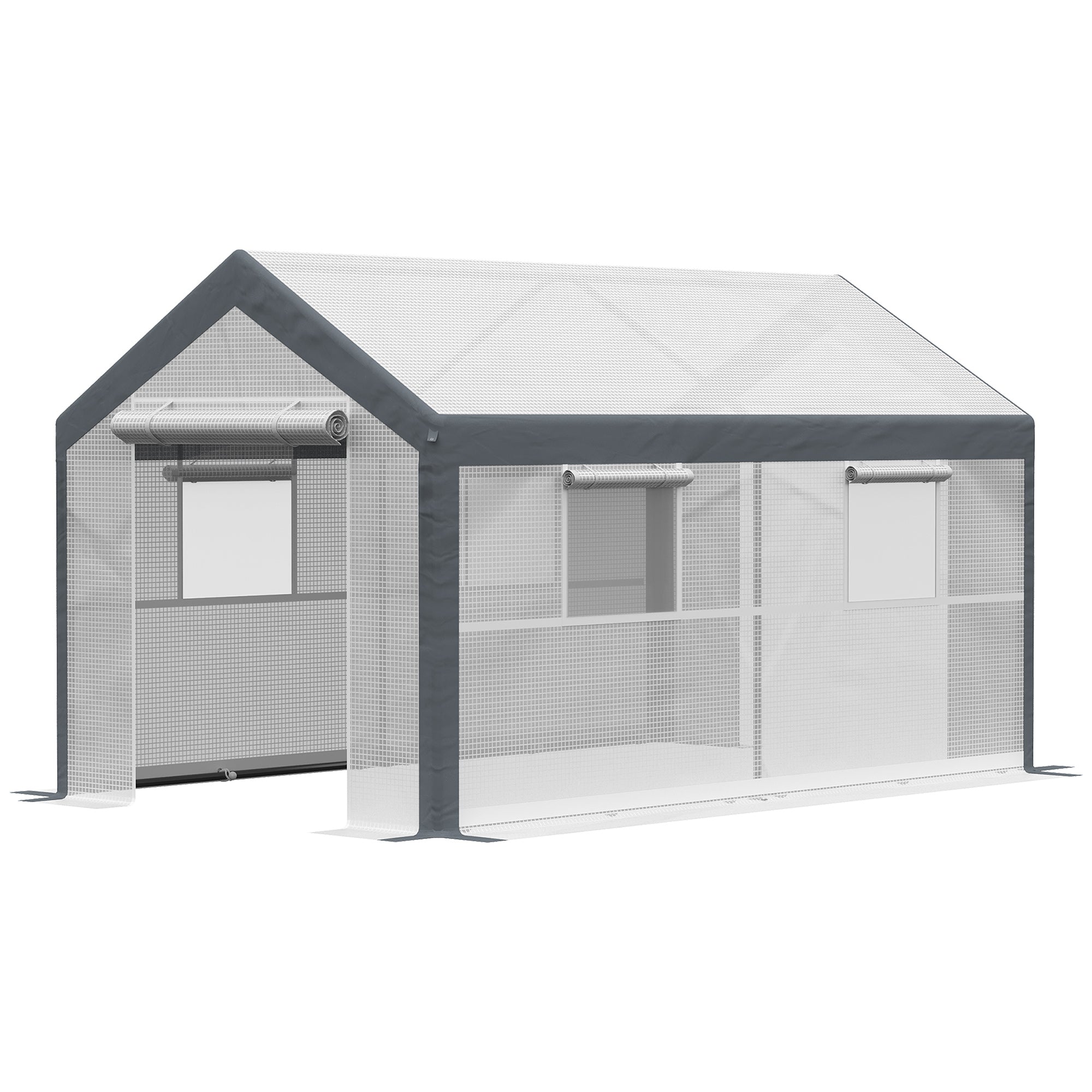 7' x 12' x 7' Heavy Duty Walk-In Greenhouse with Wind Resistance Level 4 & Ventilation Design, White