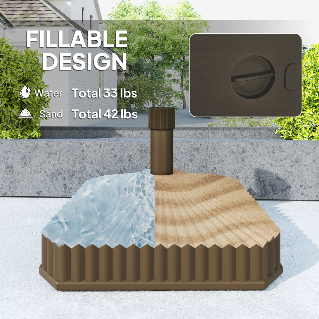 Patio Umbrella Base Umbrella Stand, Heavy Duty Outdoor Umbrella Stand Base 17.7" L x 17.7" W x 11.8" H Brown