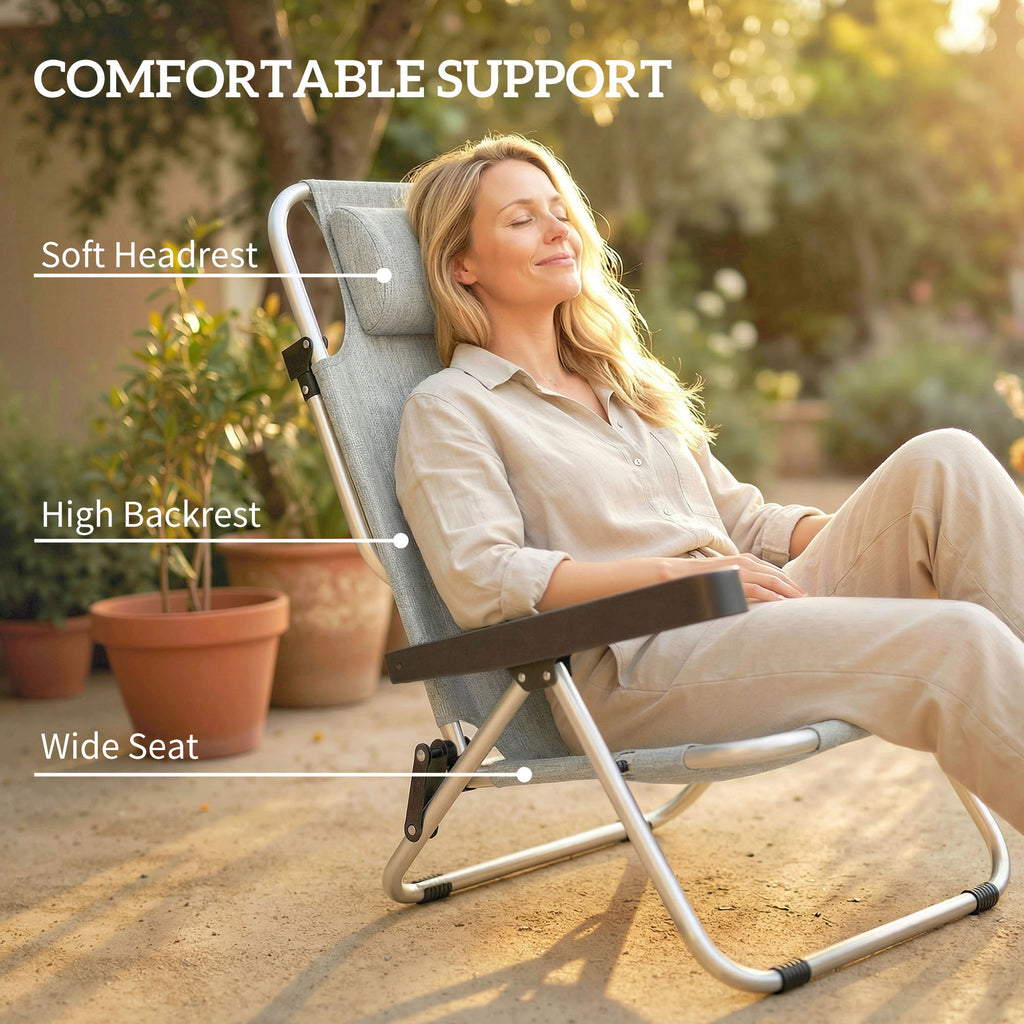 Folding Beach Chair Set of 2, Reclining Backpack Beach Camping Chairs with 4-Position Adjustable Backrest