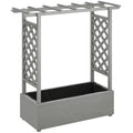 Wooden Raised Garden Bed with Trellis, Outdoor Planter Box with Hanging Roof, Drainage Holes and Bed Liner