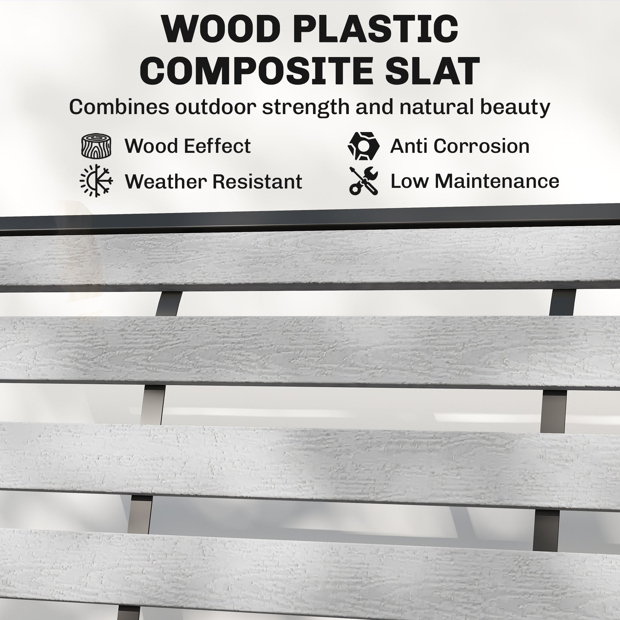 2 Person Outdoor Glider Bench, Patio Glider Loveseat with Faux Wood Slatted Seat and Back, Steel Frame, Grey