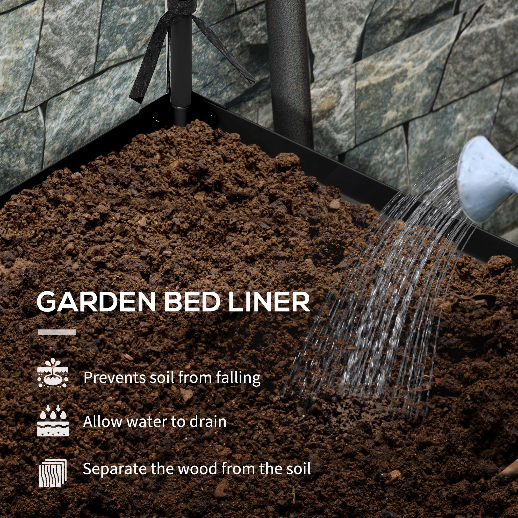 Raised Garden Bed with Cover, Metal Elevated Planter Box with Bottom Shelf and Liner, Black