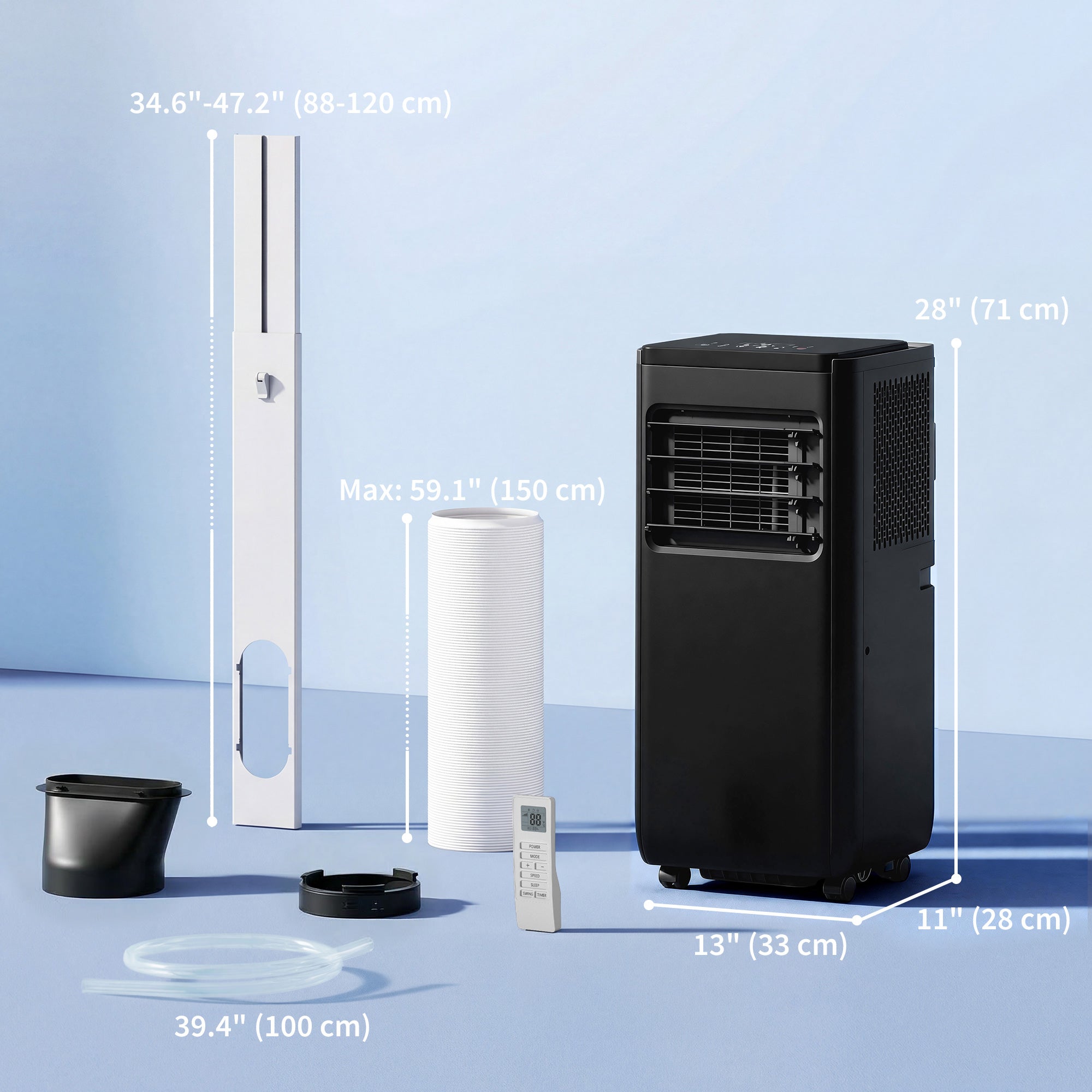 10000 BTU Portable 4-in-1 Air Conditioner with Cool, Dehumidifier, Fan, Sleep, WiFi Voice Remote Control, Black