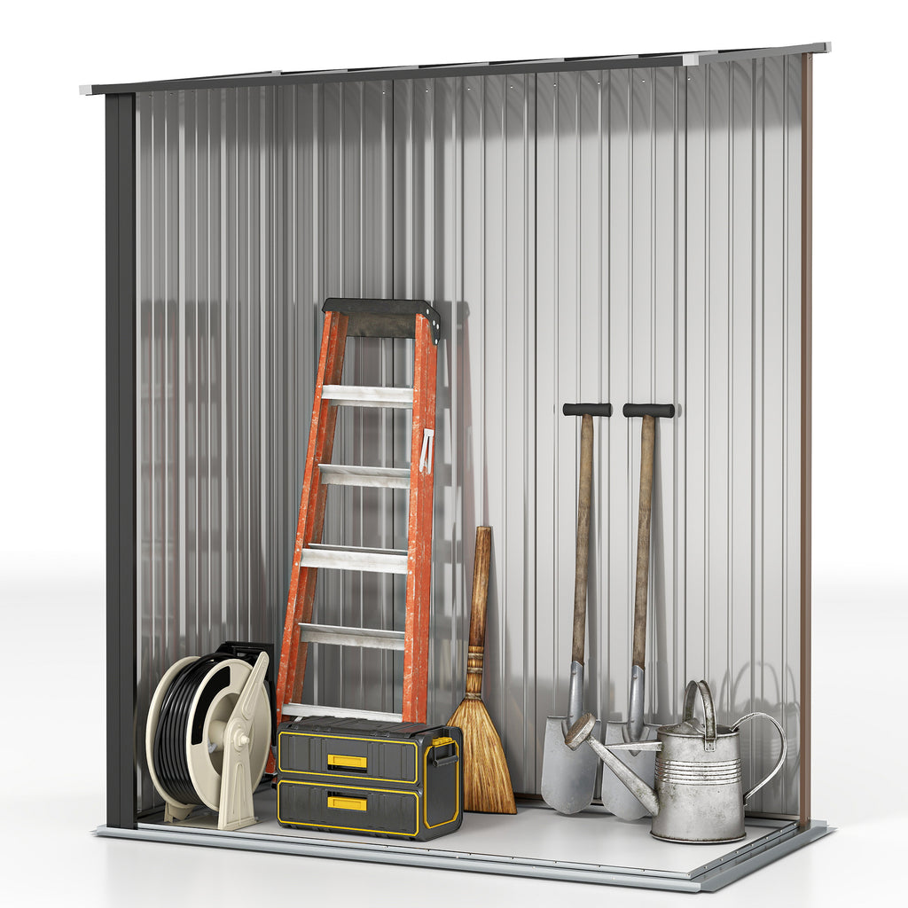 5' x 3' Outdoor Storage Shed, Steel Garden Shed with Single Lockable Door, Tool Storage Shed for Backyard, Brown