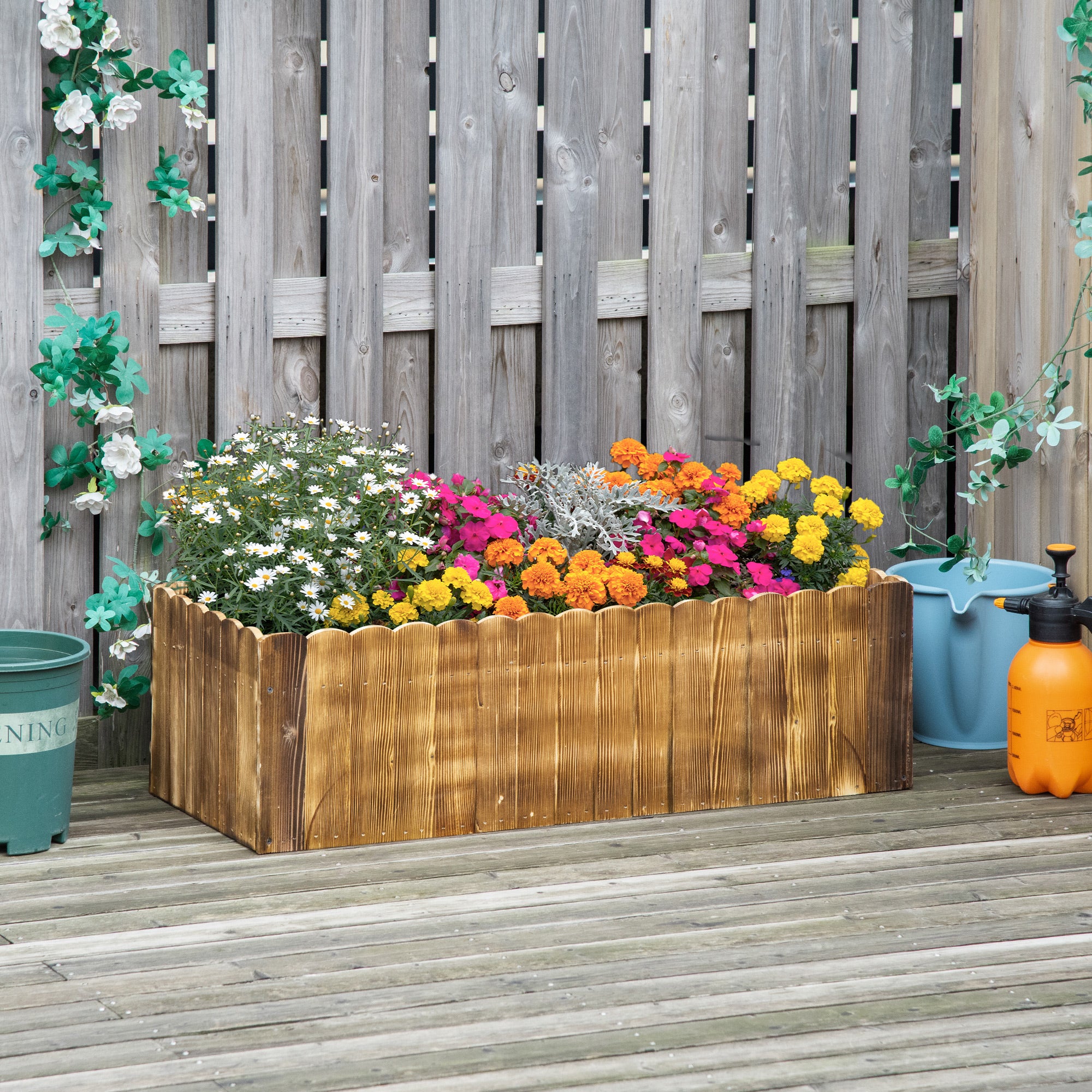 40" x 16" x 12"  Wooden Raised Garden Bed, Raised Planter Box, Planter Raised Bed with Drainage Holes, Natural