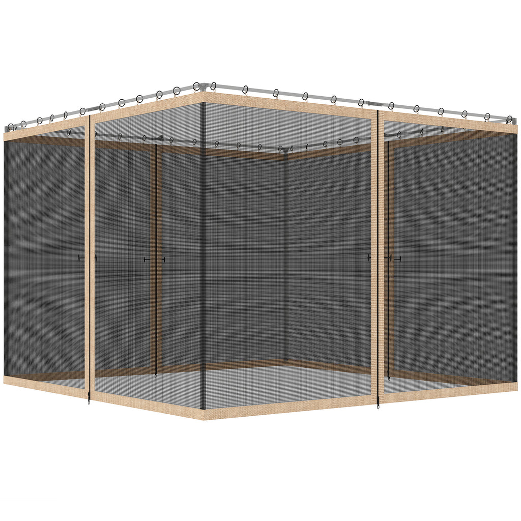 Replacement Mosquito Netting for Gazebo 12' x 12' Black Screen Walls for Canopy with Zippers, Beige