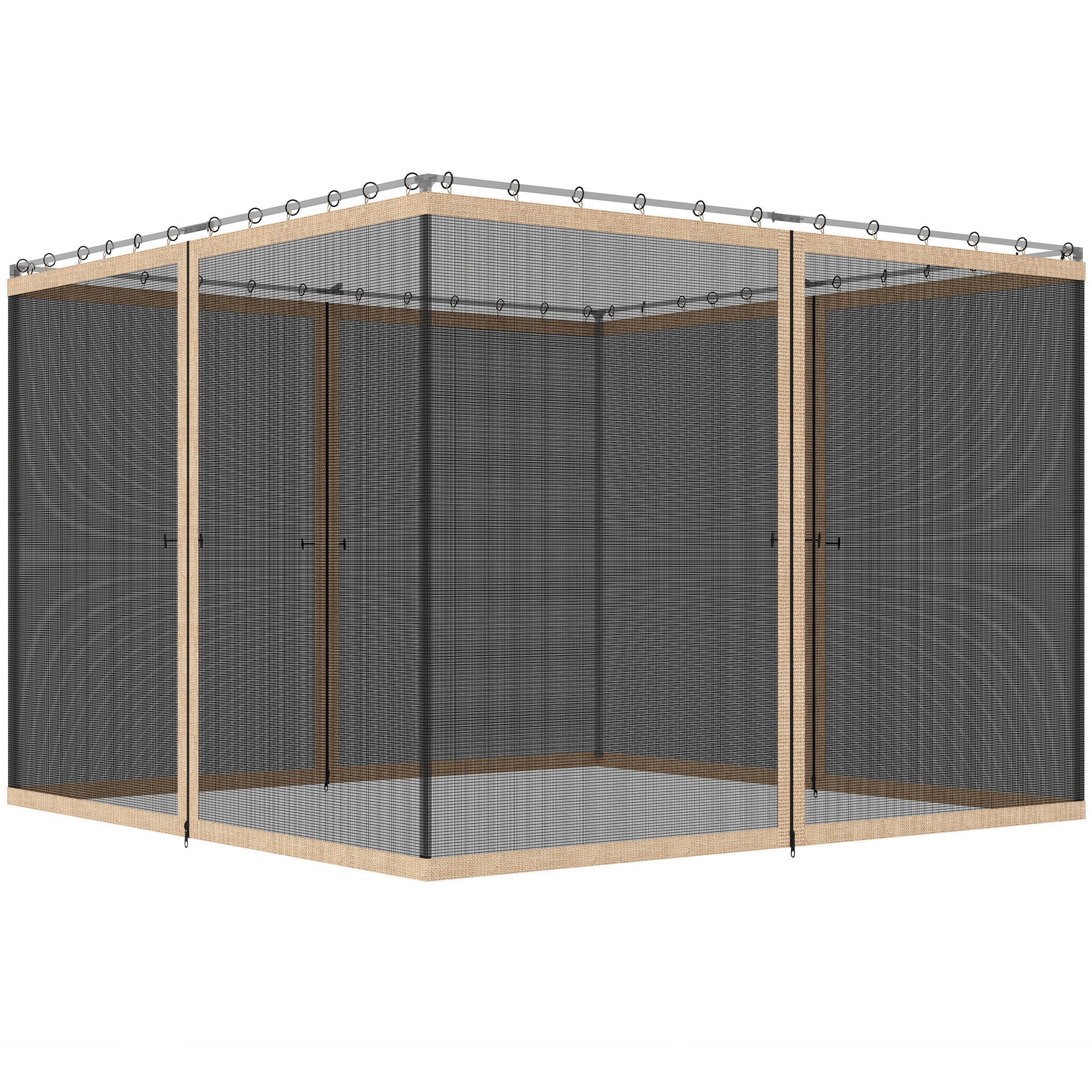 Replacement Mosquito Netting for Gazebo 12' x 12' Black Screen Walls for Canopy with Zippers, Beige