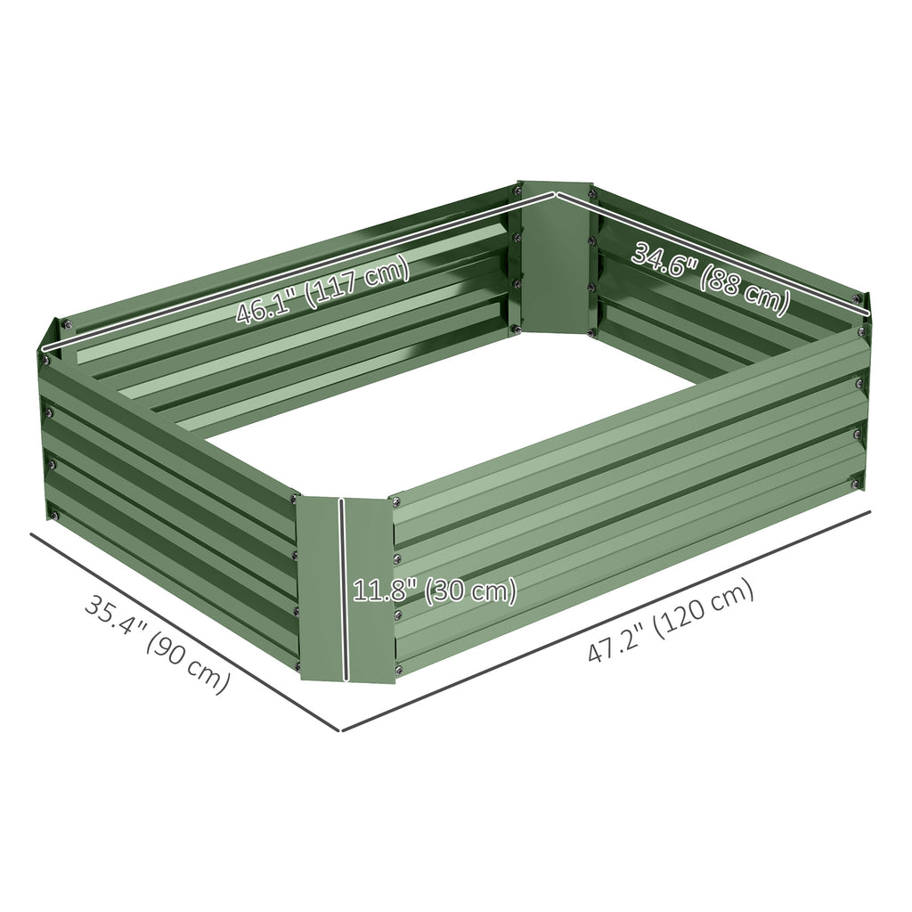 Galvanized Raised Garden Bed, 4' x 3' x 1' Outdoor Metal Planter Box, Raised Bed for Growing Flowers Herbs, Dark Green