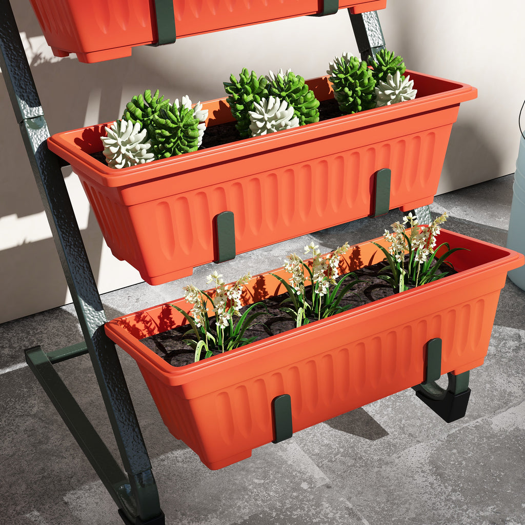 5-Tier Vertical Raised Garden Planter with 5 Container Boxes, Outdoor Plant Stand for Vegetable Flowers, Red