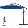 9.7 ft Offset Patio Umbrella with Water/Sand Fillable Weights, Garden Hanging Parasol with Locking Latch, Navy Blue