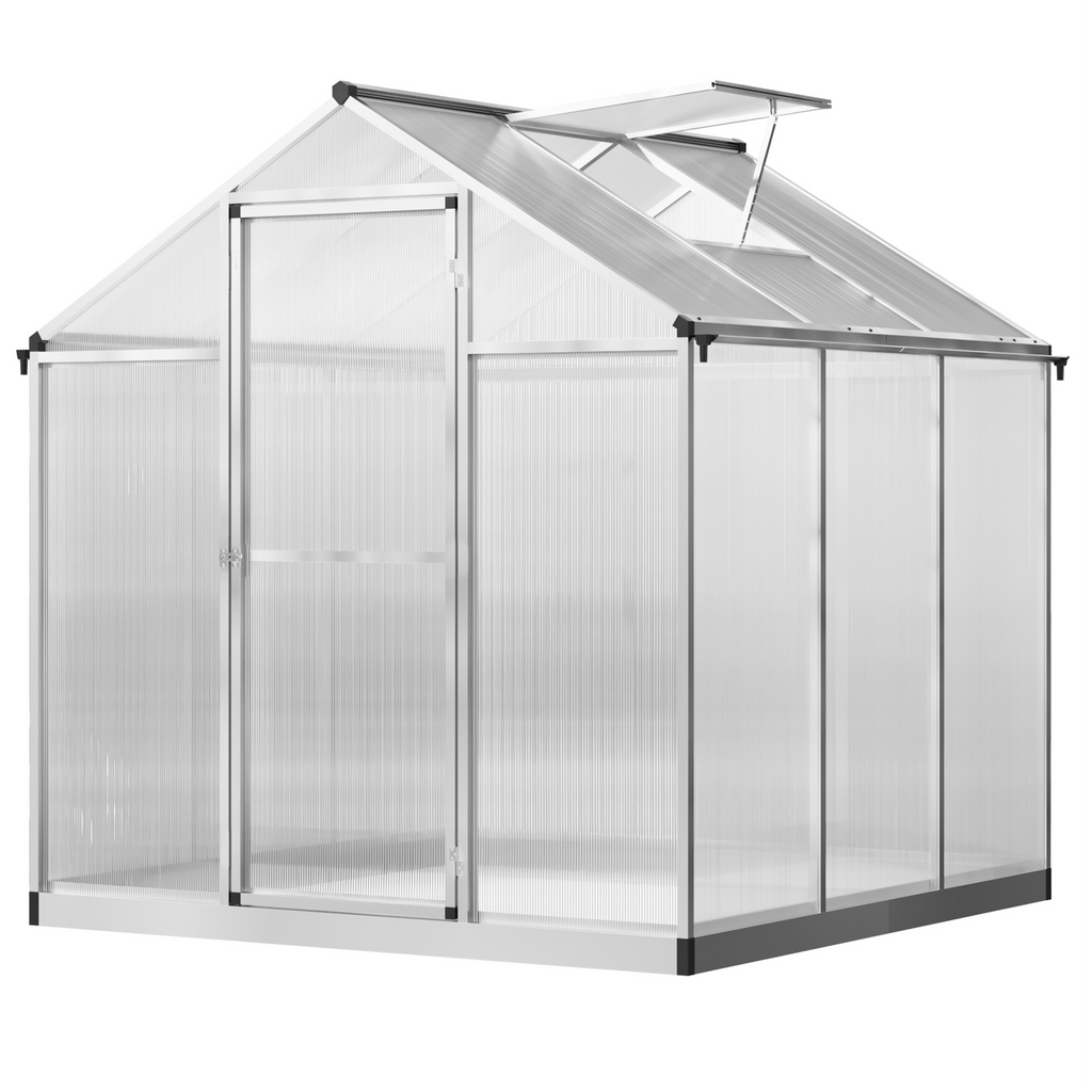 Polycarbonate Greenhouse with Slide Door, Walk-in Outdoor Warm House for Plants Flower Growth, Clear