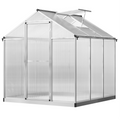 Polycarbonate Greenhouse with Slide Door, Walk-in Outdoor Warm House for Plants Flower Growth, Clear