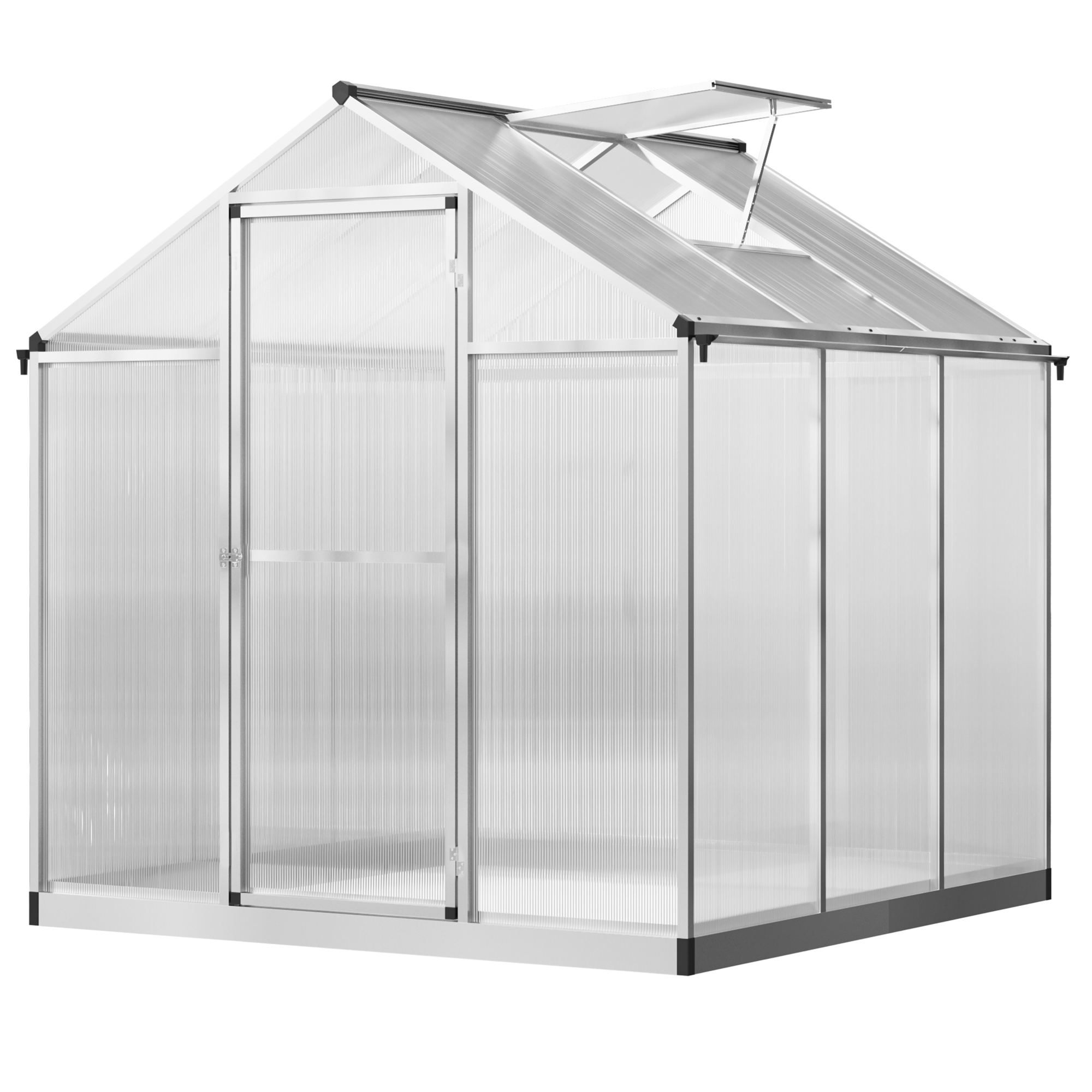 Polycarbonate Greenhouse with Slide Door, Walk-in Outdoor Warm House for Plants Flower Growth, Clear
