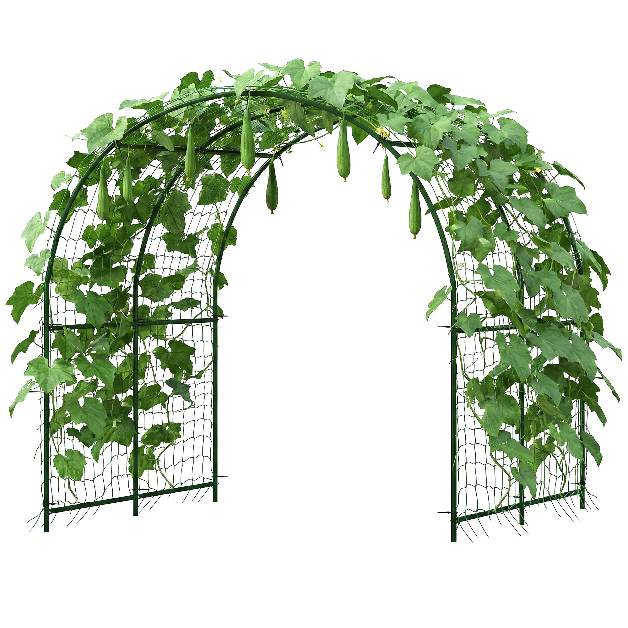 Garden Arch Trellis for Climbing Plants Outdoor, 7.1FT Tall Cucumber Trellis with Climbing Net for Backyard, Lawn