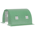 Walk-In Tunnel Greenhouse, Plant Hot House with 4 Windows and Zipper Door, 10' x 10' x 7' , Green