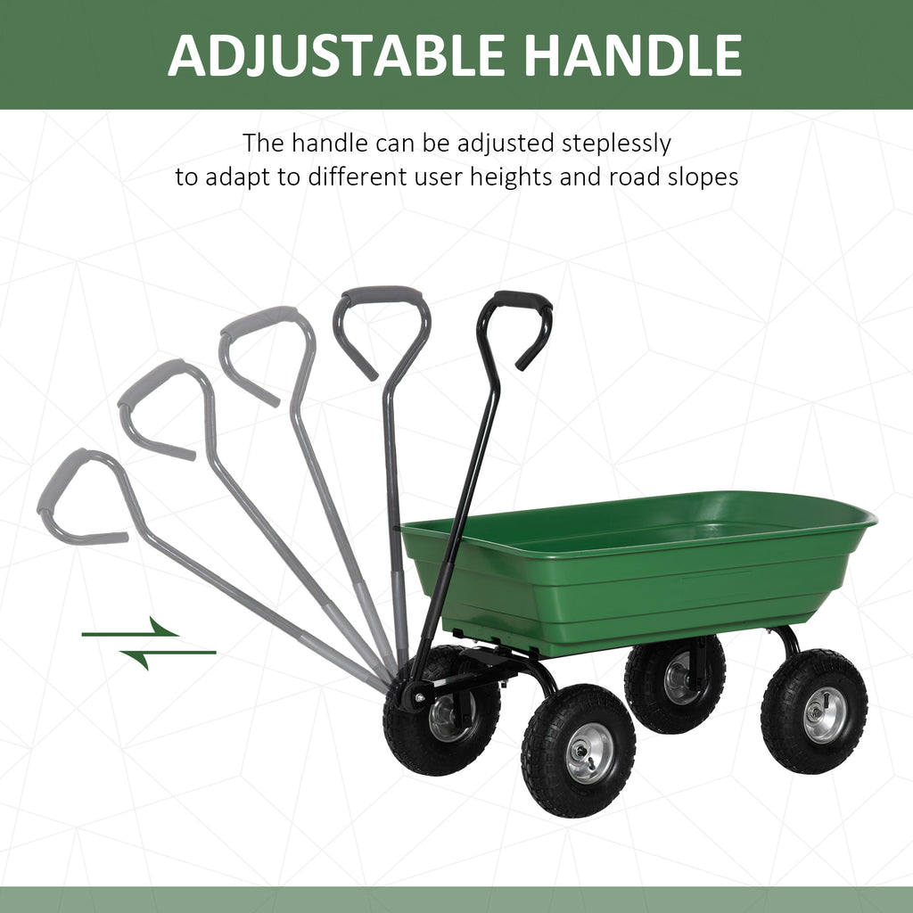Steel Garden Cart with Handle and 10" Pneumatic Tires, Utility Wagon Cart for Garden, Patio, Lawn, 551 lbs Capacity