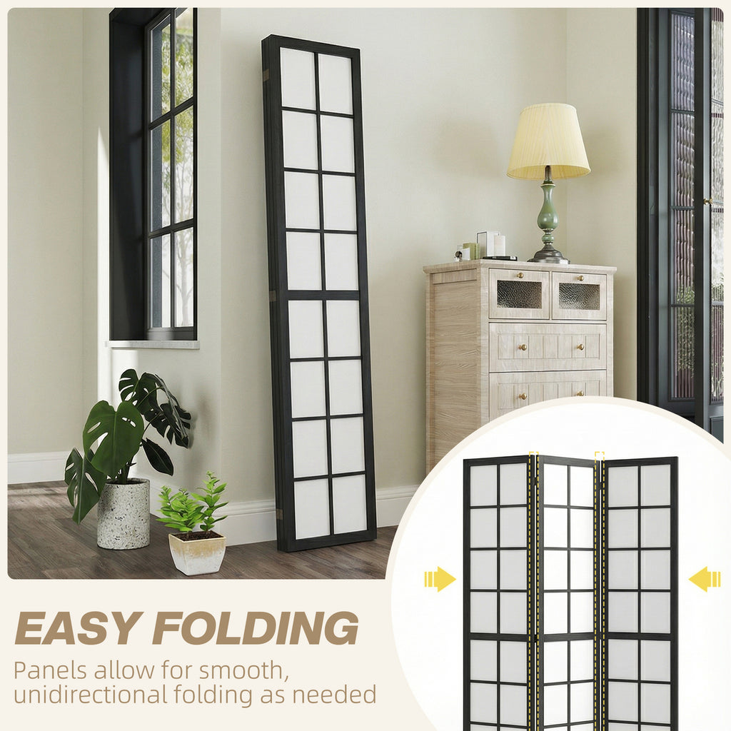3 Panel Room Divider, 5.6 ft Folding Wall Divider Room Partition for Home Office, Bedroom, Black