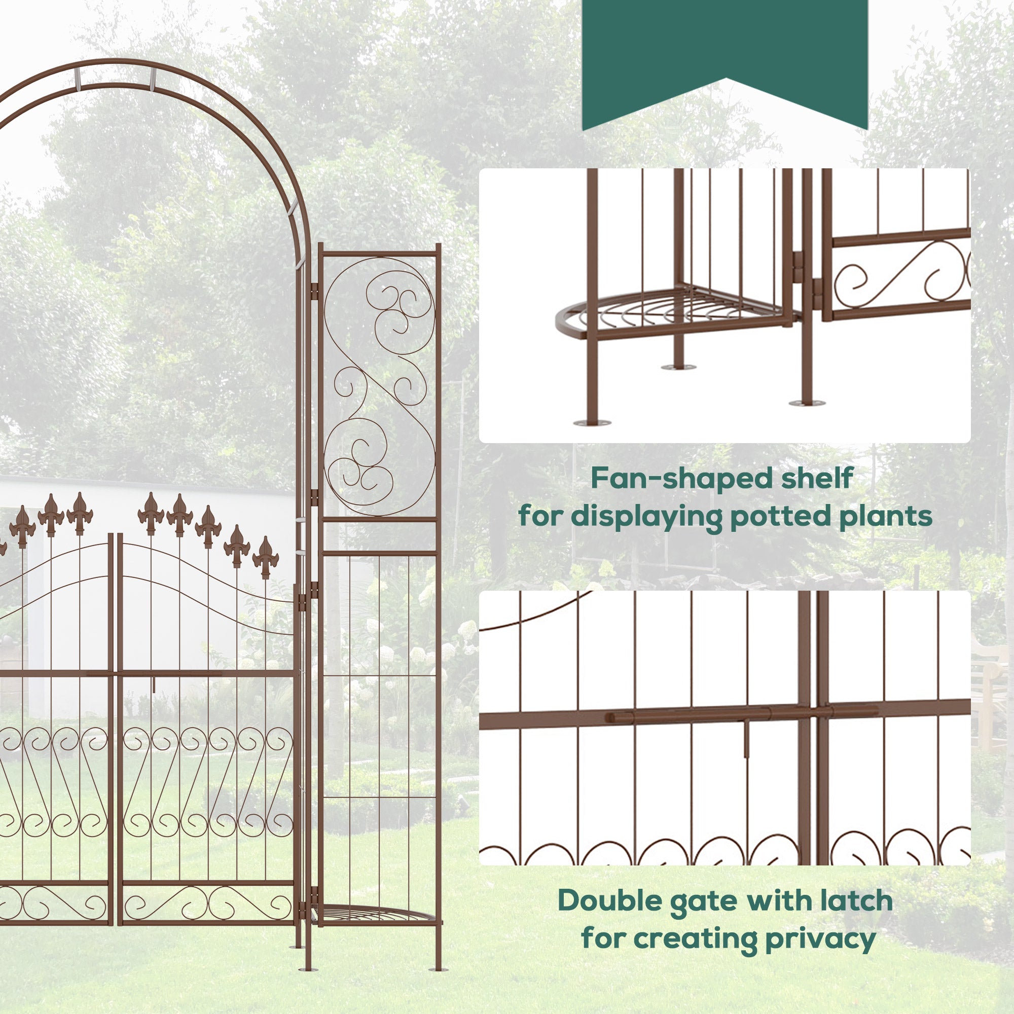 7ft Garden Arch Trellis, Metal Arch, Outdoor Garden Arbor for Climbing Plants, Wedding Decoration