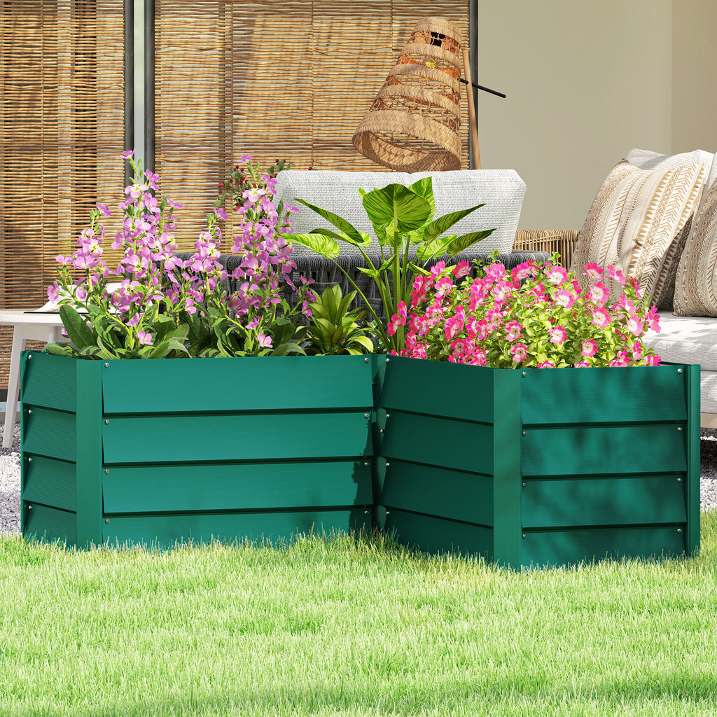 45" x 45" x 17" L-Shaped Galvanized Steel Raised Garden Bed for Vegetables, Flowers, Herbs, Green