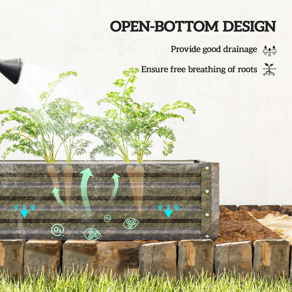 4' x 4' x 1' Raised Garden Bed Galvanized Steel Planter Box for Vegetables, Flowers, Herbs, Light Grey