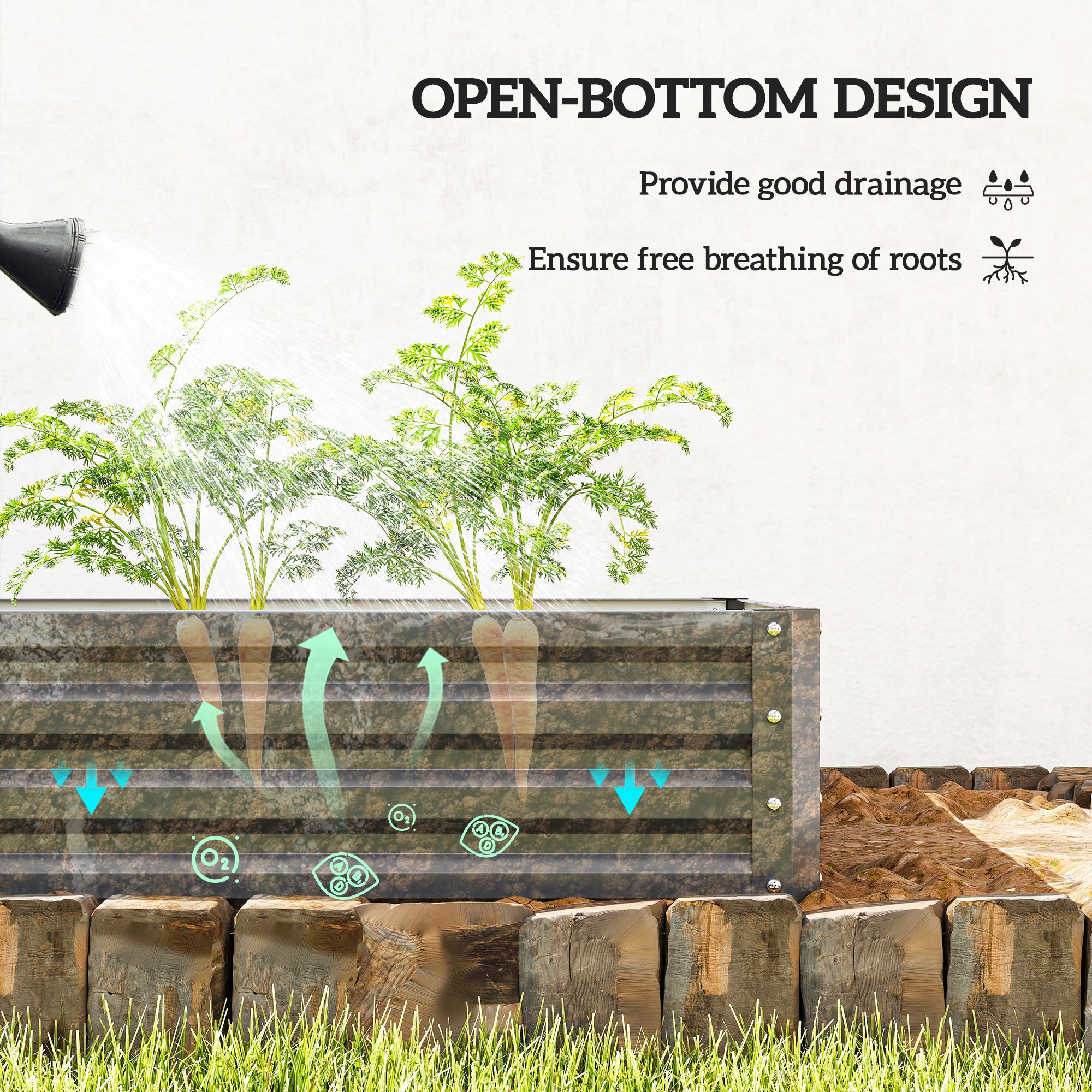 4' x 4' x 1' Raised Garden Bed Galvanized Steel Planter Box for Vegetables, Flowers, Herbs, Light Grey