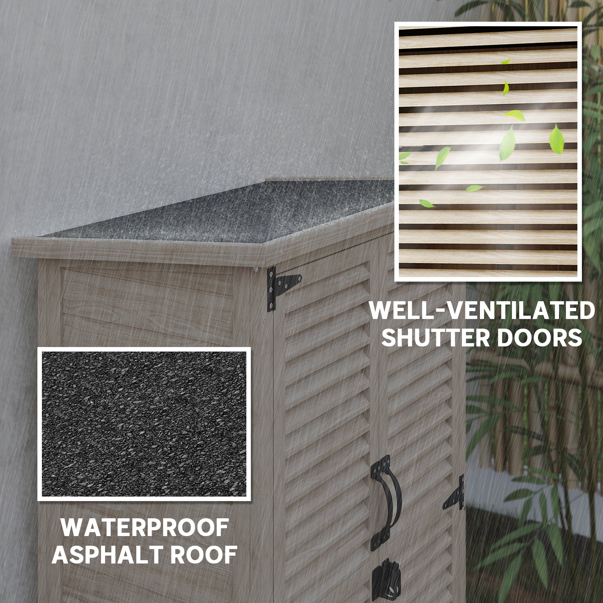 30" x 20" x 47" Wooden Garden Shed, Outdoor Storage Shed with Waterproof Asphalt Roof, Shelves, Natural