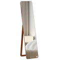 Full Length Mirror for Bedroom, Free Standing Dressing Mirror, Wall Mirror with Wood Frame, 15" x 61", Light Walnut